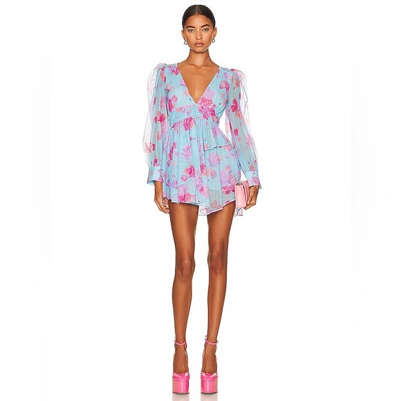 NEW LOVESHACKFANCY varsha‎ dress in ocean reef blue Floral Size 2 - Picture 11 of 13